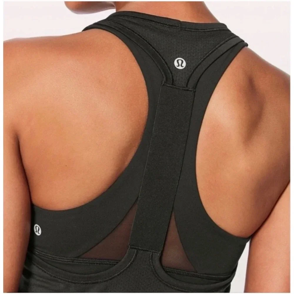 Lululemon Swiftly Tech T-Back Tank Top Womens 12 Black Racerback Running Gym EUC